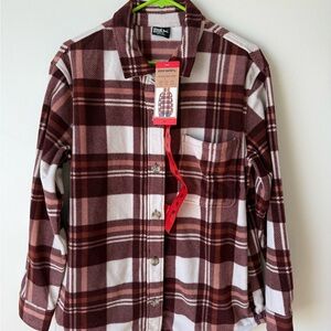 Eddie Bauer Burgundy and White Microfleece Shirt/Shacket